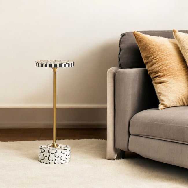Table d'appoint avec incrustation d'os de cygne, noir