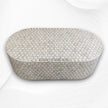 Targua Bone Inlay Oval Coffee Table Brass Strip Grey 2