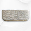 Targua Bone Inlay Oval Coffee Table Brass Strip Grey 3