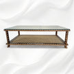 Teakwood Bone Inlaid Cane Coffee Table Walnut Finish 1