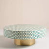 Table basse Targua avec incrustation d'os, vert sarcelle
