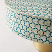Table basse Targua avec incrustation d'os, vert sarcelle