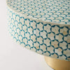 Table basse Targua avec incrustation d'os, vert sarcelle