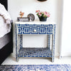 Indigo bone inlay bedside table with drawer and shelf