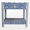 Stylish bone inlay bedside cabinet with drawer and shelf – indigo