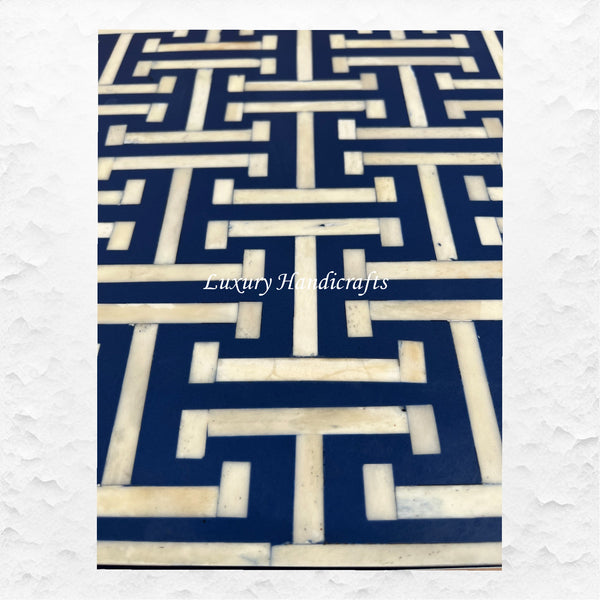 Tic Tac Bone Inlay 1 Drawer 1 Shelf Bedside Indigo