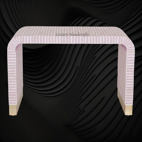 Waterfall Bone Inlay Console Table Pink