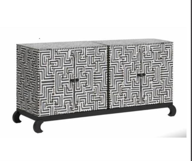 Geometric Maze Mother of Pearl Inlay Sideboard