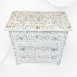 White Mother Of Pearl Inlay 3 Drawer Chest Floral 1