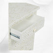 White Bone Inlay 3 Drawer Bedside Geometric