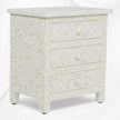 White Bone Inlay 3 Drawer Bedside Geometric