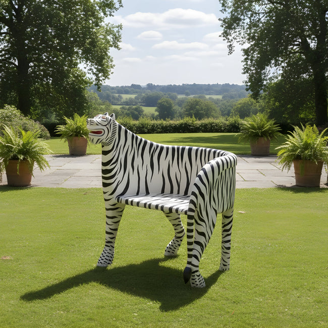 Handcrafted Wooden Tiger Chair White