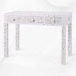 White Mother Of Pearl Inlay Floral 3 Drawer Console Table 4