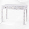 White Mother Of Pearl Inlay Floral 3 Drawer Console Table 4