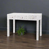 White Mother Of Pearl Inlay Floral 3 Drawer Console Table
