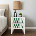 Zarina Green Stripe MOP Inlay Bedside Table 1