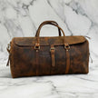 Harper Vintage Rough Leather Luggage Bag Brown