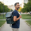 Luca Genuine Leather Croc Backpack Grey