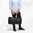 Abra Woven Leather Duffel Bag Black