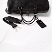 Abra Woven Leather Duffel Bag Black