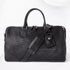 Abra Woven Leather Duffel Bag Black