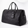 Abra Woven Leather Duffel Bag Black