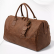 Abra Woven Leather Duffel Bag Brown