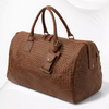 Abra Woven Leather Duffel Bag Brown