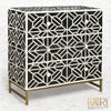 Abstract Bone Inlay 3 Drawer Chest Black 1