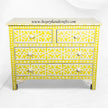 Cassettiera con 4 cassetti e design geometrico a stella con intarsio in osso giallo