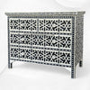 Commode à 4 tiroirs avec incrustation d'os noirs, motif géométrique en forme d'étoile