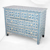 Commode à 4 tiroirs avec incrustation d'os bleu, motif géométrique en forme d'étoile