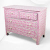 Abstract Bone Inlay Chest of 4 Drawers Pink