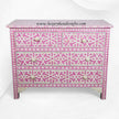 Abstract Bone Inlay Chest of 4 Drawers Pink