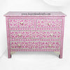 Abstract Bone Inlay Chest of 4 Drawers Pink