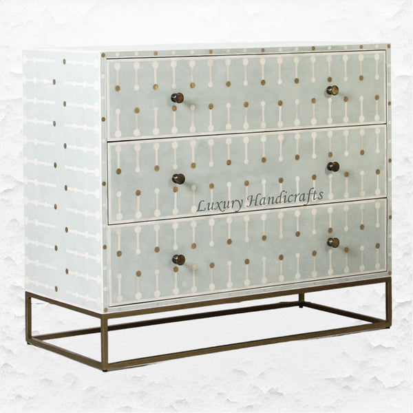 Dot Bone Inlay 3 Drawer Dresser Grey Green