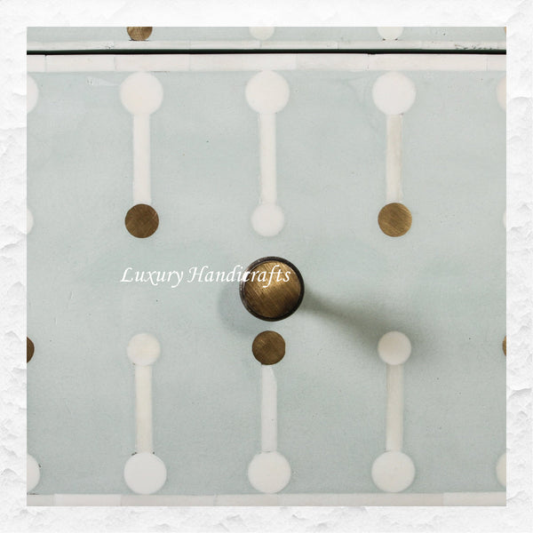 Dot Bone Inlay 3 Drawer Dresser Grey Green