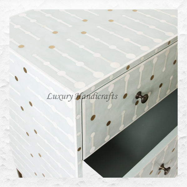 Dot Bone Inlay 3 Drawer Dresser Grey Green