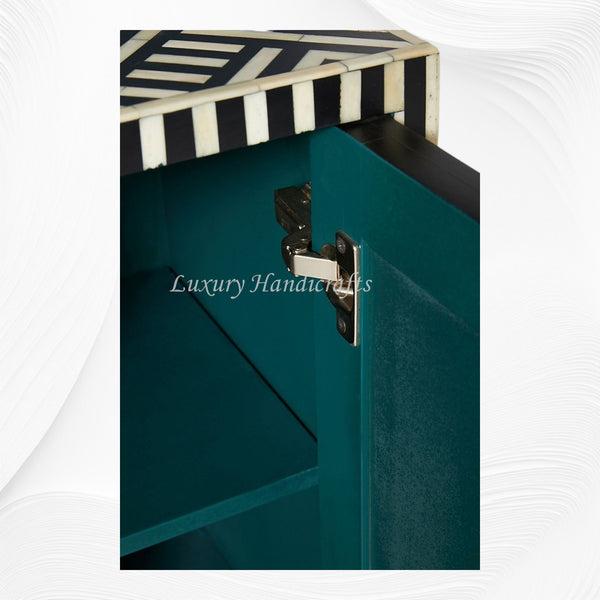 Optical Bone Inlay Entryway Cabinet Black