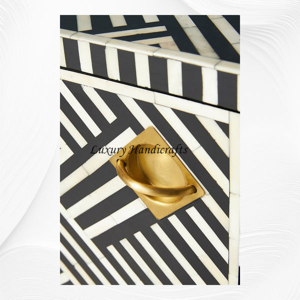 Optical Bone Inlay Entryway Cabinet Black