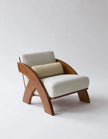 Arc Bolster Wooden Lounge Chair white side angle