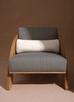Arc Bolster Wooden Lounge Chair striped front view