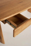 Atelier Solid Wood Writing Desk with Two Drawers with a drawer open