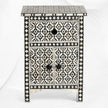 Table de chevet Arctic avec incrustation d'os noirs, 1 tiroir, 2 portes