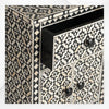 Table de chevet Arctic avec incrustation d'os noirs, 1 tiroir, 2 portes