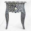 Black Bone Inlay Bedside 1 Drawer Floral Design
