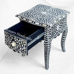 Black Bone Inlay Bedside 1 Drawer Floral Design