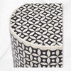 Black Bone Inlay Round Stool Geometric Design
