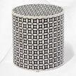 Black Bone Inlay Round Stool Geometric Design