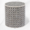 Black Bone Inlay Round Stool Geometric Design